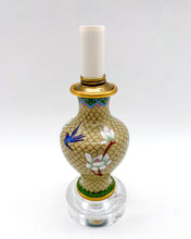 Load image into Gallery viewer, Small Floral Blue Bird Cloissone Vase Lamp