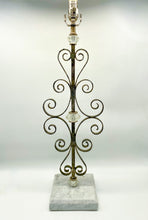 Load image into Gallery viewer, Scrolled Iron/Square Marble Base Table Lamp