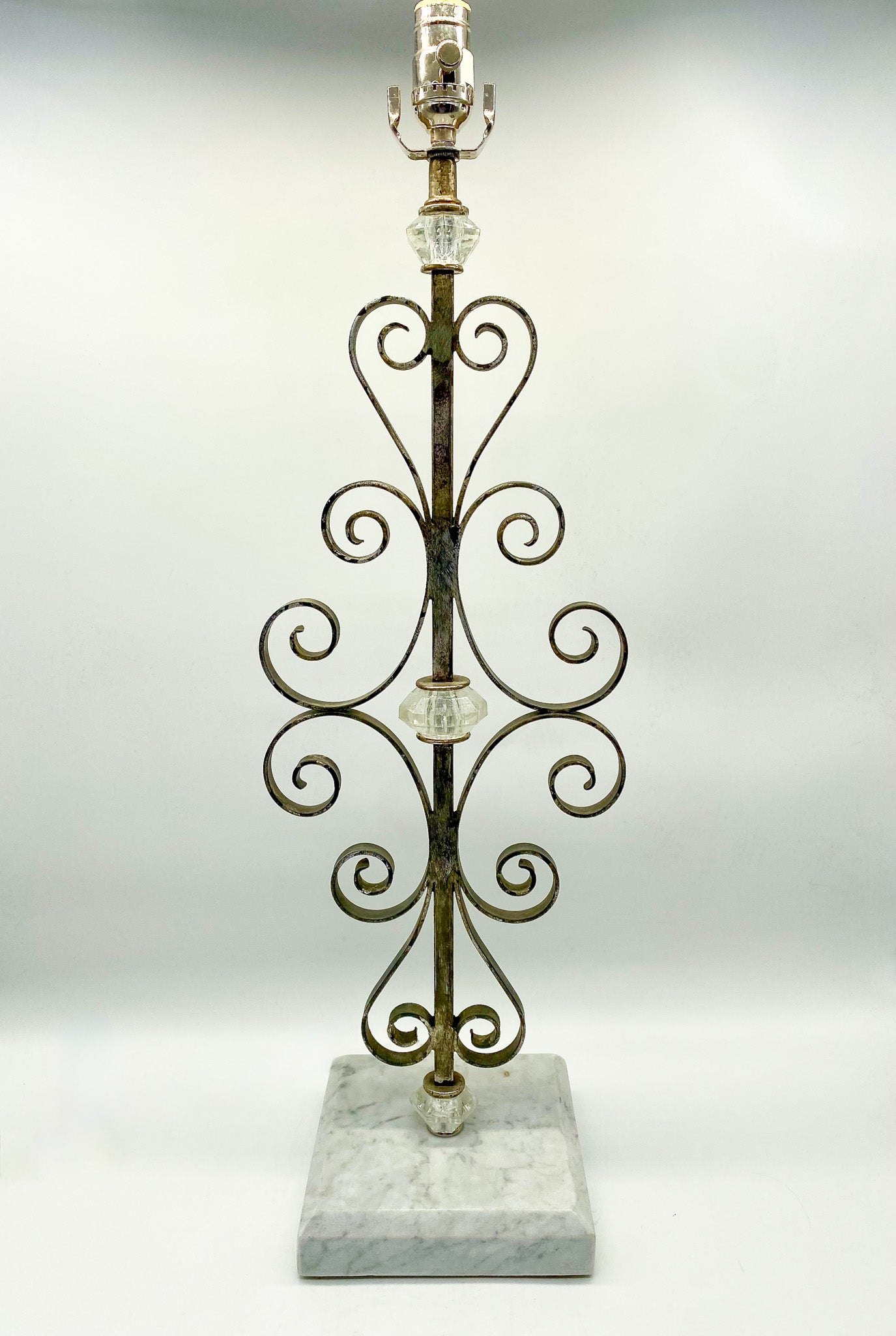 Scrolled Iron/Square Marble Base Table Lamp