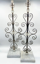 Load image into Gallery viewer, Scrolled Iron/Square Marble Base Table Lamp