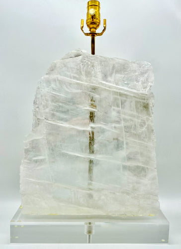 Window Pane Selenite Slice Lamp