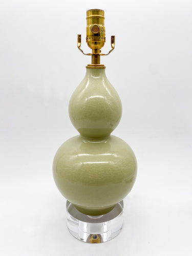 Small Beige Double Gourd Table Lamp 15 in. tall to harp saddle