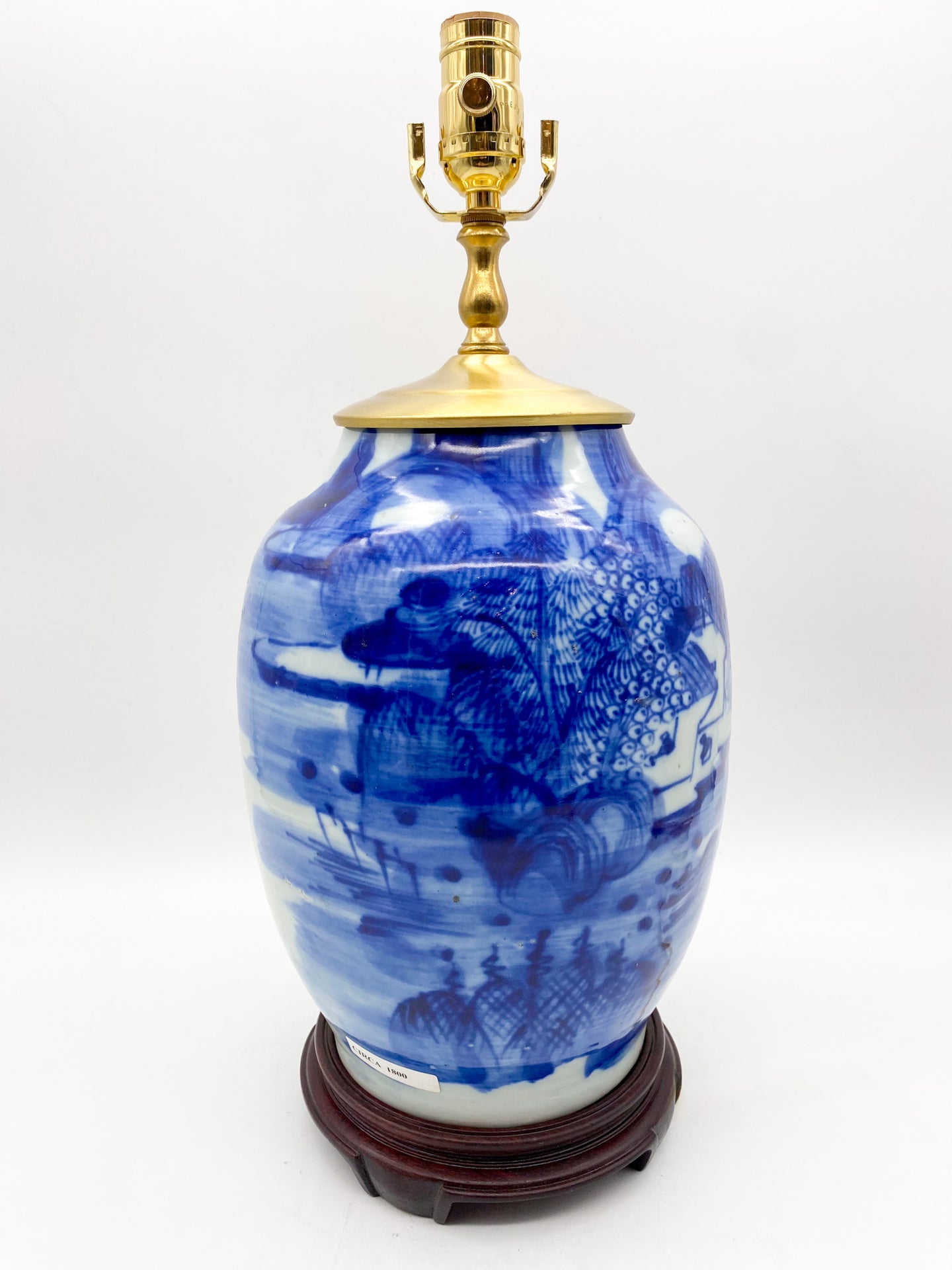 Blue/White Cut Neck Jar Lamp 16.5