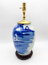 Load image into Gallery viewer, Blue/White Cut Neck Jar Lamp 16.5&quot;
