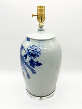 Load image into Gallery viewer, Blue/White Cut Neck Vase Lamp