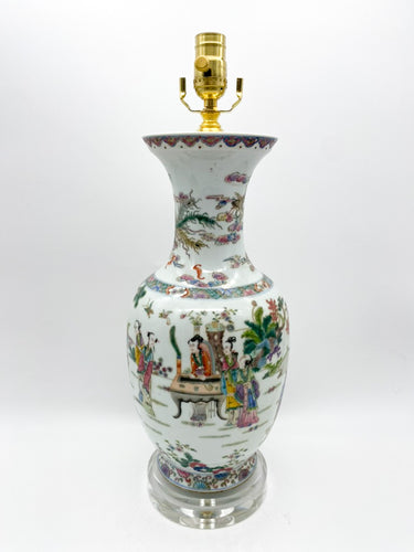 Vintage Famille Rose Vase Lamp