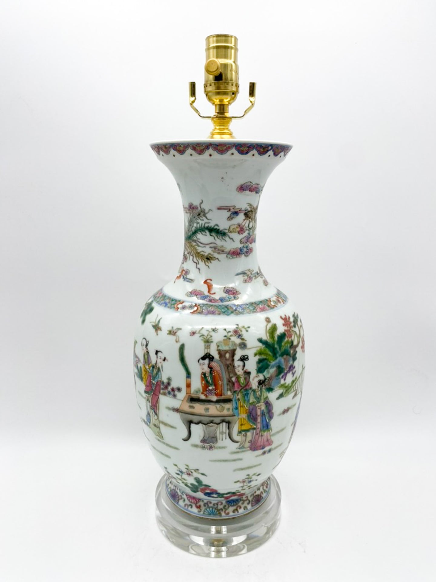 Vintage Famille Rose Vase Lamp