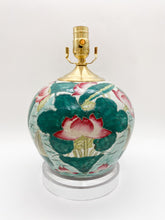 Load image into Gallery viewer, celadon, table lamp, table lamps, red, rose red, famille vert, green, floral, vintage, Chinese, oriental, antique, melon vase, vase lamp, ceramic lamp, Dallas lampshades, Dallas lighting store, Dallas lamp store