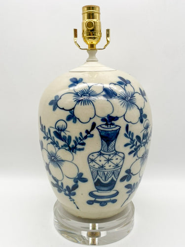 Floral Blue/White Melon Jar Lamp