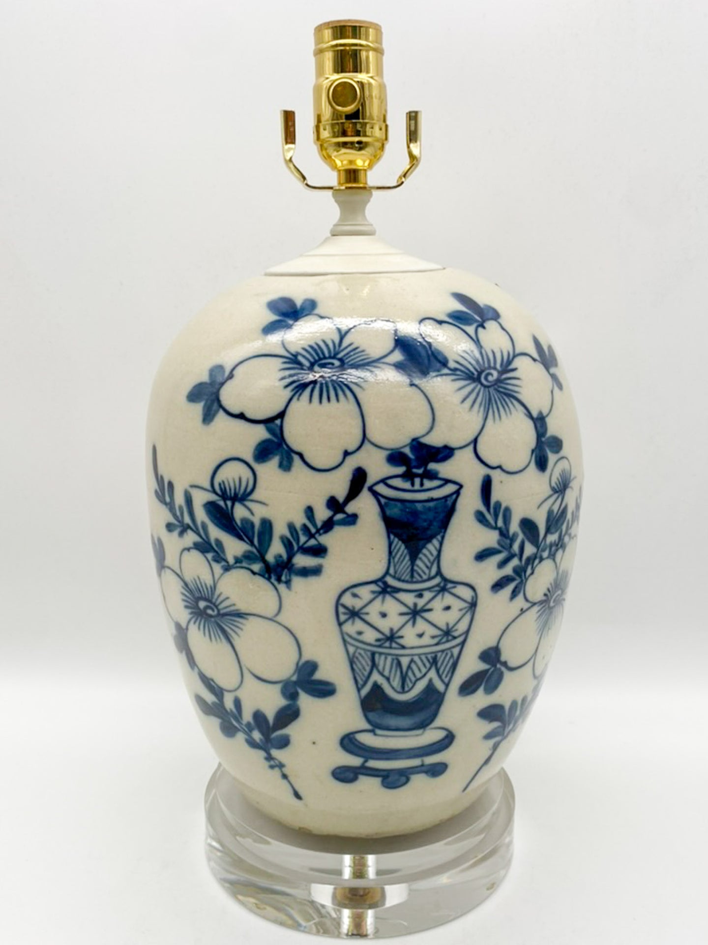 Floral Blue/White Melon Jar Lamp