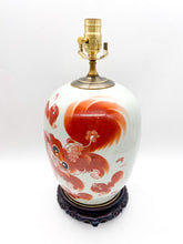 Load image into Gallery viewer, Fou Lion Celadon Ceramic Vase Lamp 15" h. to socket