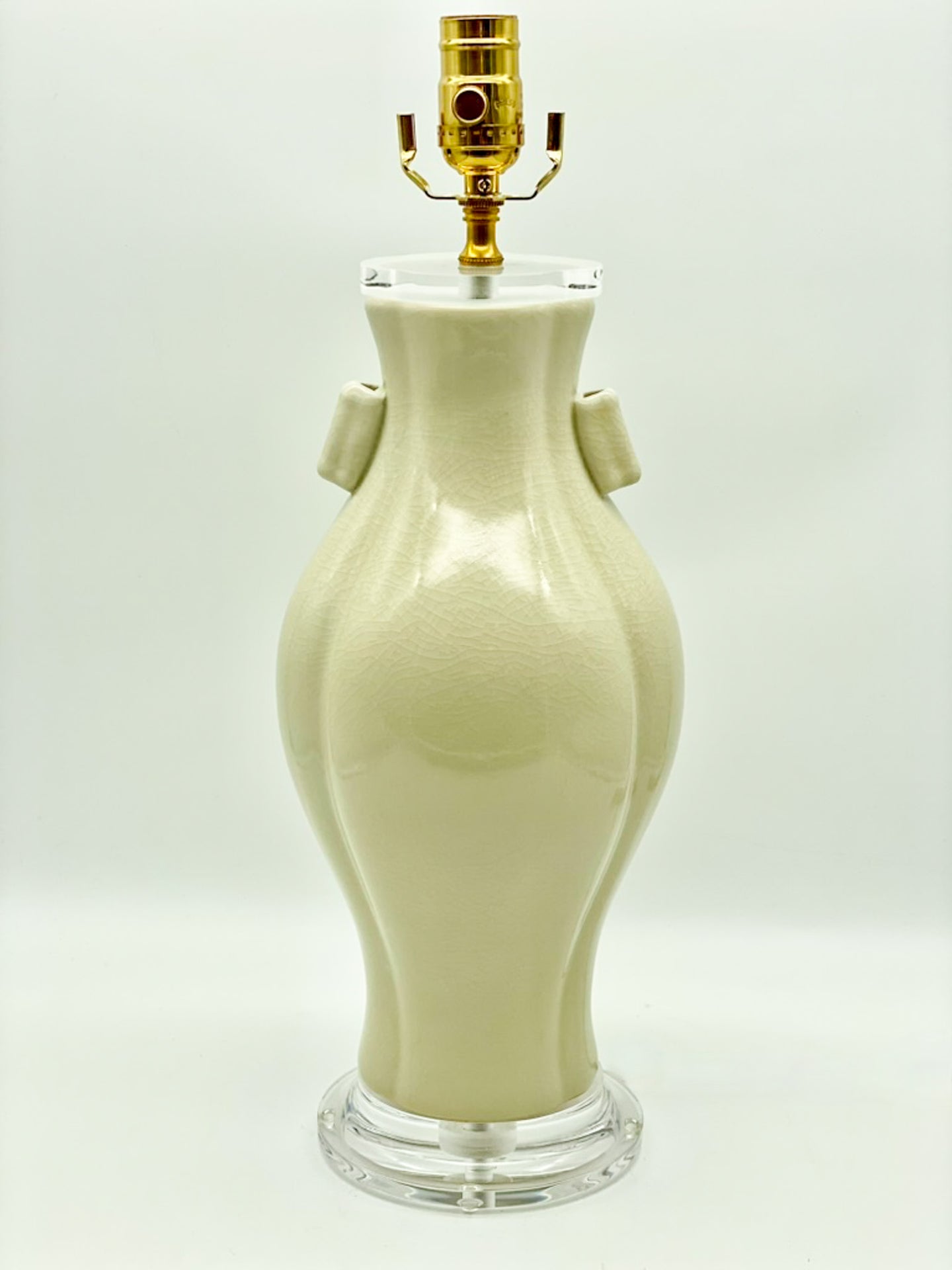 Cream Crackle Glazed Ceramic Oval Lamp