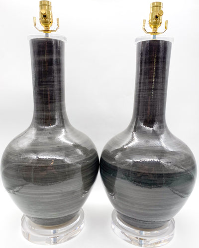 Gray Gourd Vase Lamp, ~31