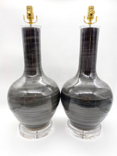 Load image into Gallery viewer, Gray Gourd Vase Lamp, ~31&quot;