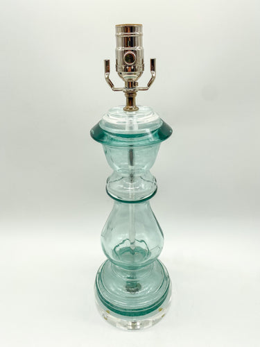 Green Glass Baluster Lamp,  ~23