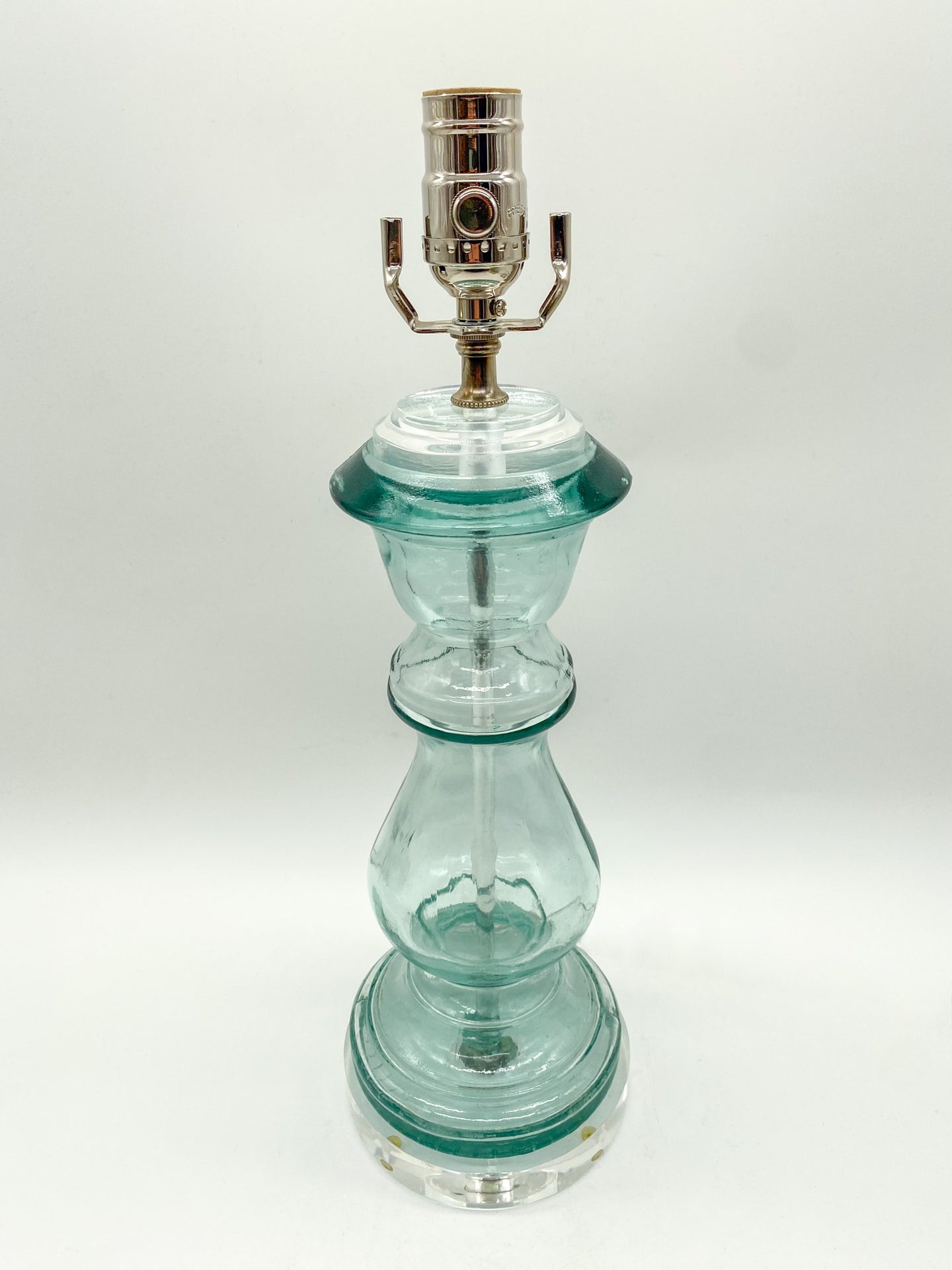 Green Glass Baluster Lamp,  ~23