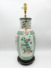 Load image into Gallery viewer, Green/White Cut Neck Vase Lamp