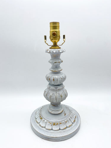 Hand Painted Italian Carved Wooden Table Lamp