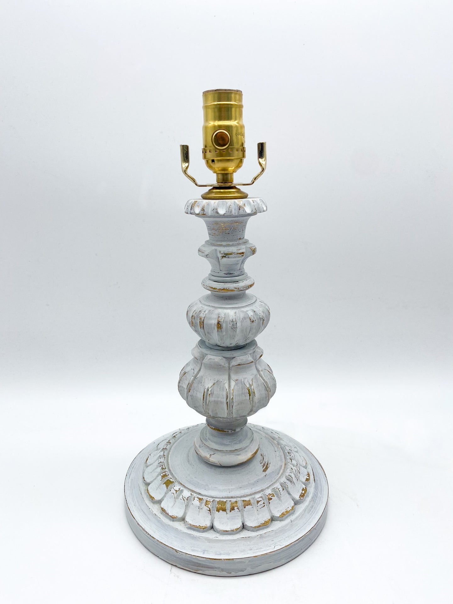 Hand Painted Italian Carved Wooden Table Lamp
