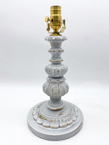 Hand Painted Italian Carved Wooden Table Lamp