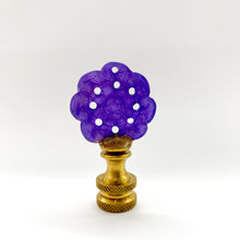Load image into Gallery viewer, blue finial, finial, finials, lamp finial, lampshade topper, lampshade top, floral, flower, royal blue, lilac, lavender