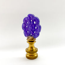 Load image into Gallery viewer, blue finial, finial, finials, lamp finial, lampshade topper, lampshade top, floral, flower, royal blue, lilac, lavender