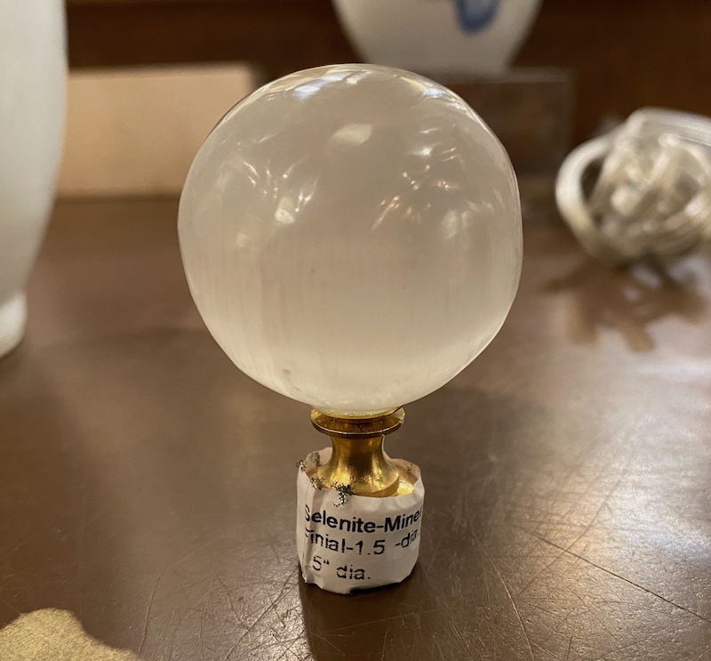 Selenite-Mineral-Ball-Finial-1.5 -dia.