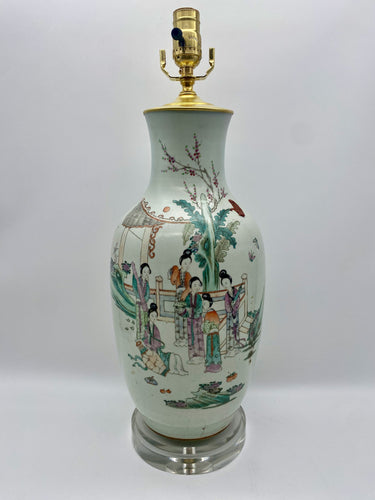 Large Oriental Cut Neck Vase Lamp