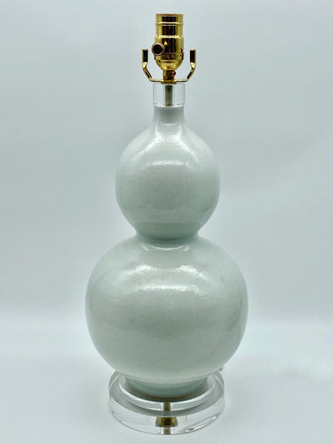 White Crackle Double Gourd Porcelain Lamp, ~26