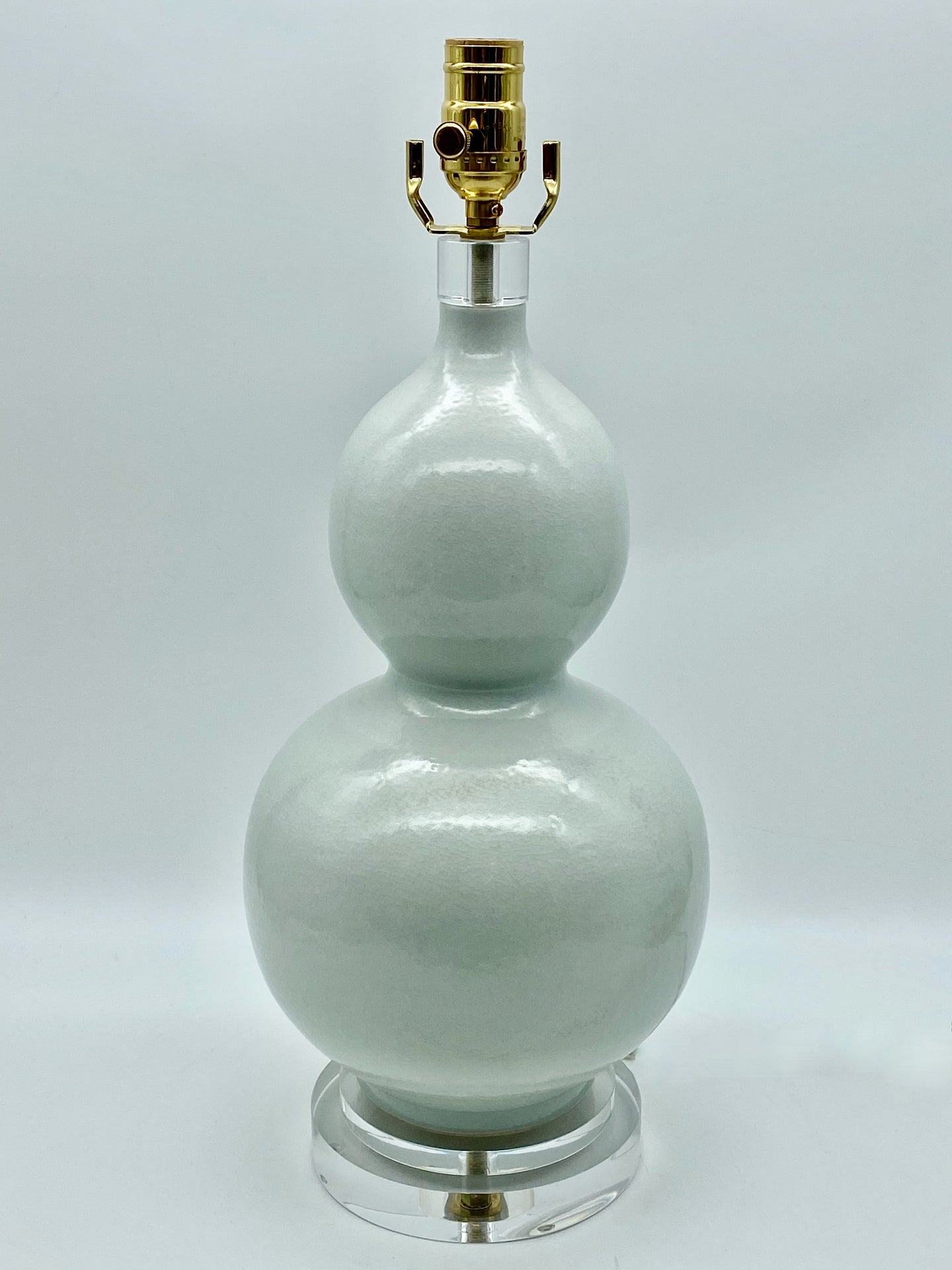 White Crackle Double Gourd Porcelain Lamp, ~26
