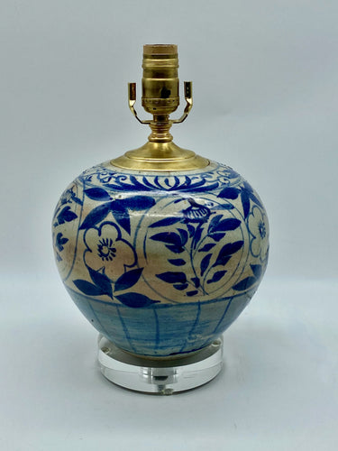 Antique Blue/White Ceramic Jar Lamp, 10.5