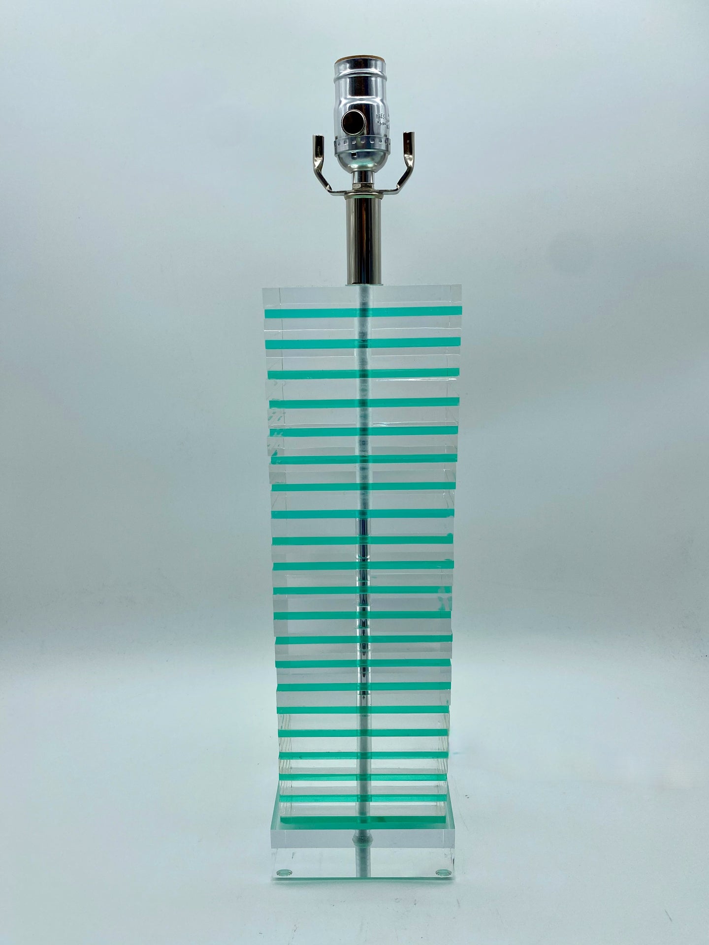 Clear-and-Green-Stacked-Acrylic-Lamp-17.5 -tall-(to-harp-saddle)