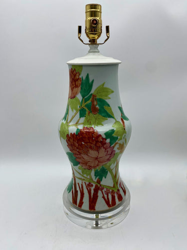 Flower-Garden/Sparrow-Vase-Lamp.-16 -tall-(to-harp-saddle)