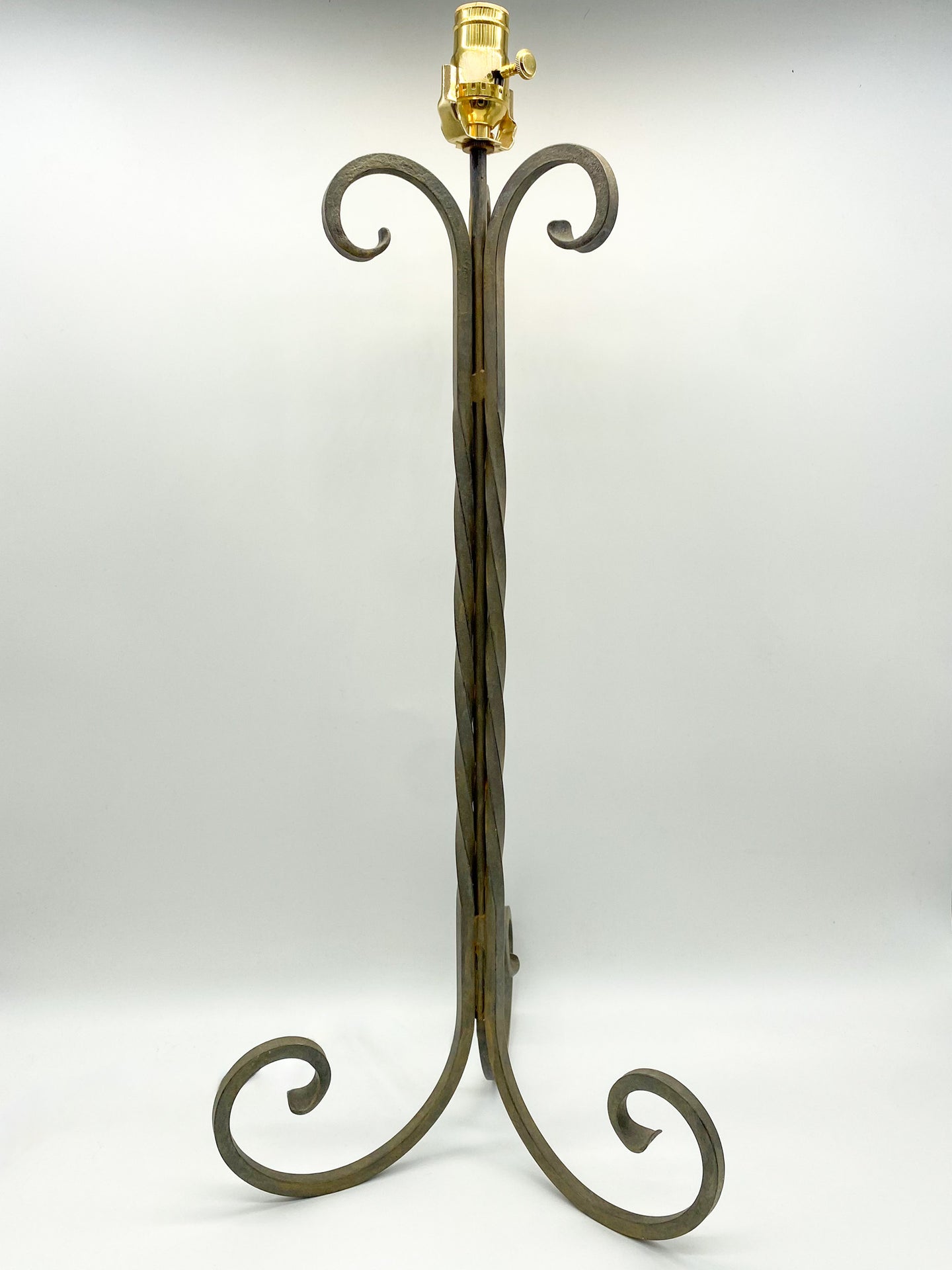 Iron Tall Triple Twist Table Lamp Handpainted Finish