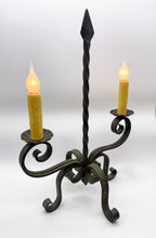 Load image into Gallery viewer, Iron Heavy Twist Twin Candle Table Lamp