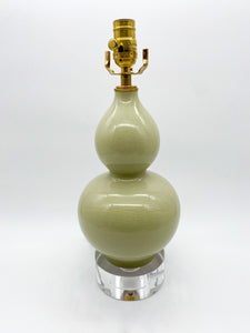 Ivory Crackle Double Gourd Lamp, ~23"