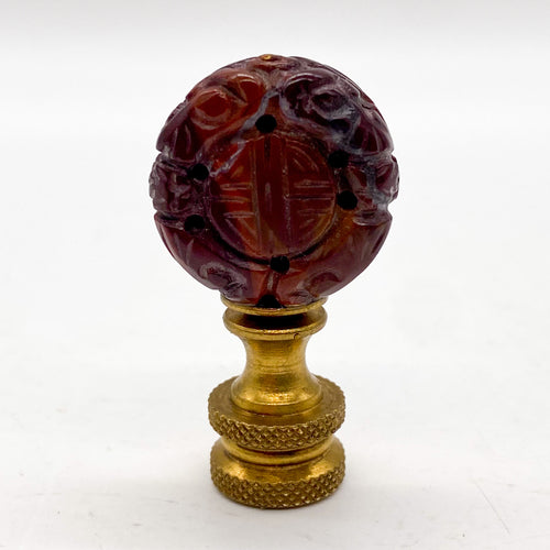 Carved Jasper Disc Finial, 1-3/4