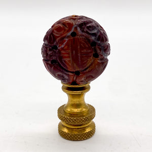Carved Jasper Disc Finial, 1-3/4"