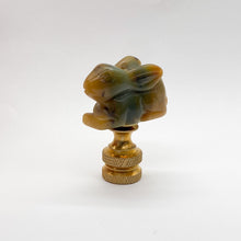 Load image into Gallery viewer, finial, finals, jade, jade finial, carved finial, carving, carved, jade carving, rabbit, rabbit finial, jade rabbit, carved jade rabbit, lampshade topper, lampshade finial, lamp finial, table lamp topper, table lamp finial