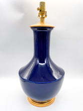 Load image into Gallery viewer, Navy Denim Sculpted Single Gourd Ceramic Table Lamp