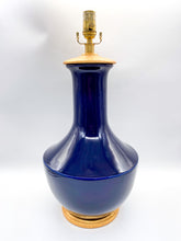 Load image into Gallery viewer, Navy Denim Sculpted Single Gourd Ceramic Table Lamp