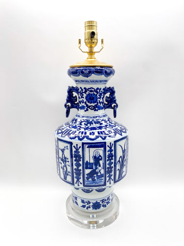 lamps, lamps store, lighting store, Dallas lampshade store, Dallas lamps, interior design Dallas, lampshade store, lampshades Dallas, mineral lamp, agate lamp, acrylic stand, acrylic base, clear acrylic, blue and white, blue & white, ceramic lamp, chinese ceramic, oriental ceramic, pictorial, acrylic base
