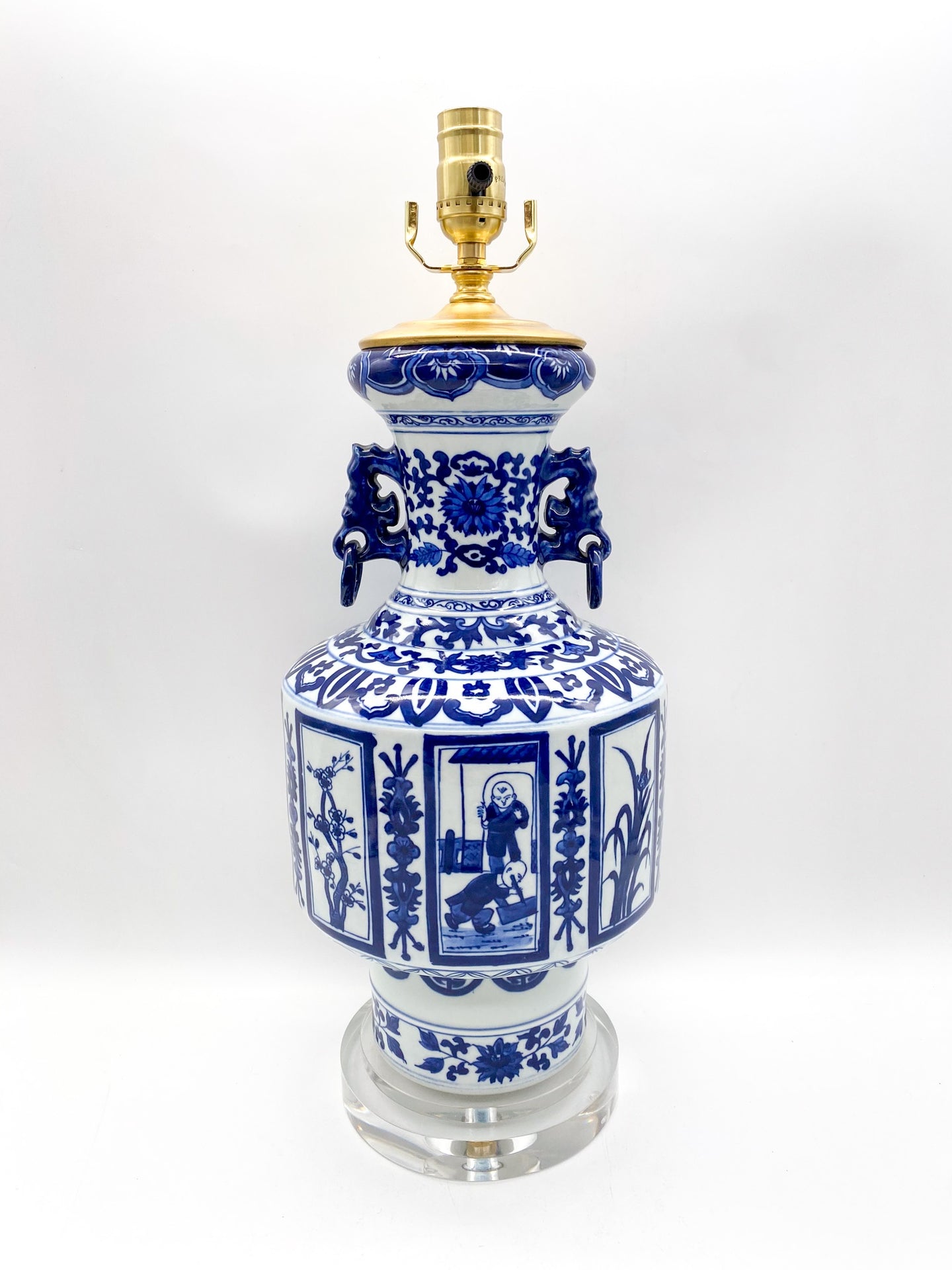 lamps, lamps store, lighting store, Dallas lampshade store, Dallas lamps, interior design Dallas, lampshade store, lampshades Dallas, mineral lamp, agate lamp, acrylic stand, acrylic base, clear acrylic, blue and white, blue & white, ceramic lamp, chinese ceramic, oriental ceramic, pictorial, acrylic base
