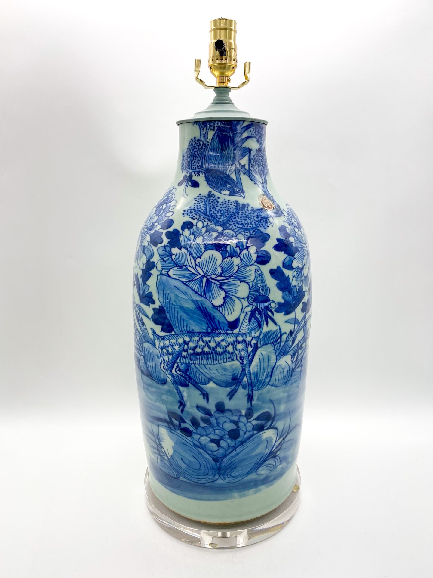lamps, lamps store, lighting store, Dallas lampshade store, Dallas lamps, interior design Dallas, lampshade store, lampshades Dallas, blue and celadon, celadon and blue, celadon, ceramic lamp, antique chinese urn, acrylic base