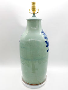 lamps, lamps store, lighting store, Dallas lampshade store, Dallas lamps, interior design Dallas, lampshade store, lampshades Dallas, blue and celadon, celadon and blue, celadon, ceramic lamp, antique chinese urn, acrylic base
