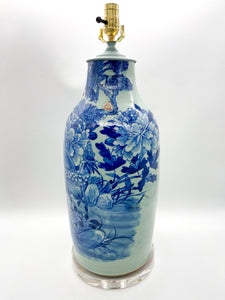lamps, lamps store, lighting store, Dallas lampshade store, Dallas lamps, interior design Dallas, lampshade store, lampshades Dallas, blue and celadon, celadon and blue, celadon, ceramic lamp, antique chinese urn, acrylic base