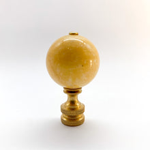 Load image into Gallery viewer, yellow finial, jasper finial, jasper, mineral finial, mineral, ball finial, jasper ball finial, yellow, lampshade top, lampshade topper, lampshade finial