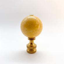Load image into Gallery viewer, yellow finial, jasper finial, jasper, mineral finial, mineral, ball finial, jasper ball finial, yellow, lampshade top, lampshade topper, lampshade finial
