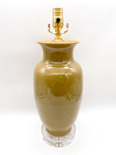 Load image into Gallery viewer, Light Olive Green Craquelur Ceramic Vase Lamp
