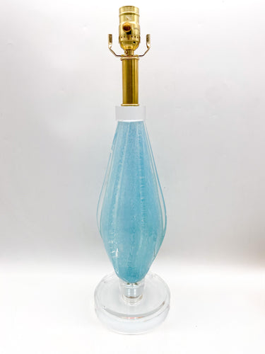 lamps, lamps store, lighting store, Dallas lampshade store, Dallas lamps, interior design Dallas, lampshade store, lampshades Dallas, murano lamp, murano glass, murano, light blue, light blue lamp, bullicante, bullicante detail, hand blown glass